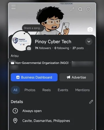 Preview of the Pinoy Cyber Tech Facebook Page