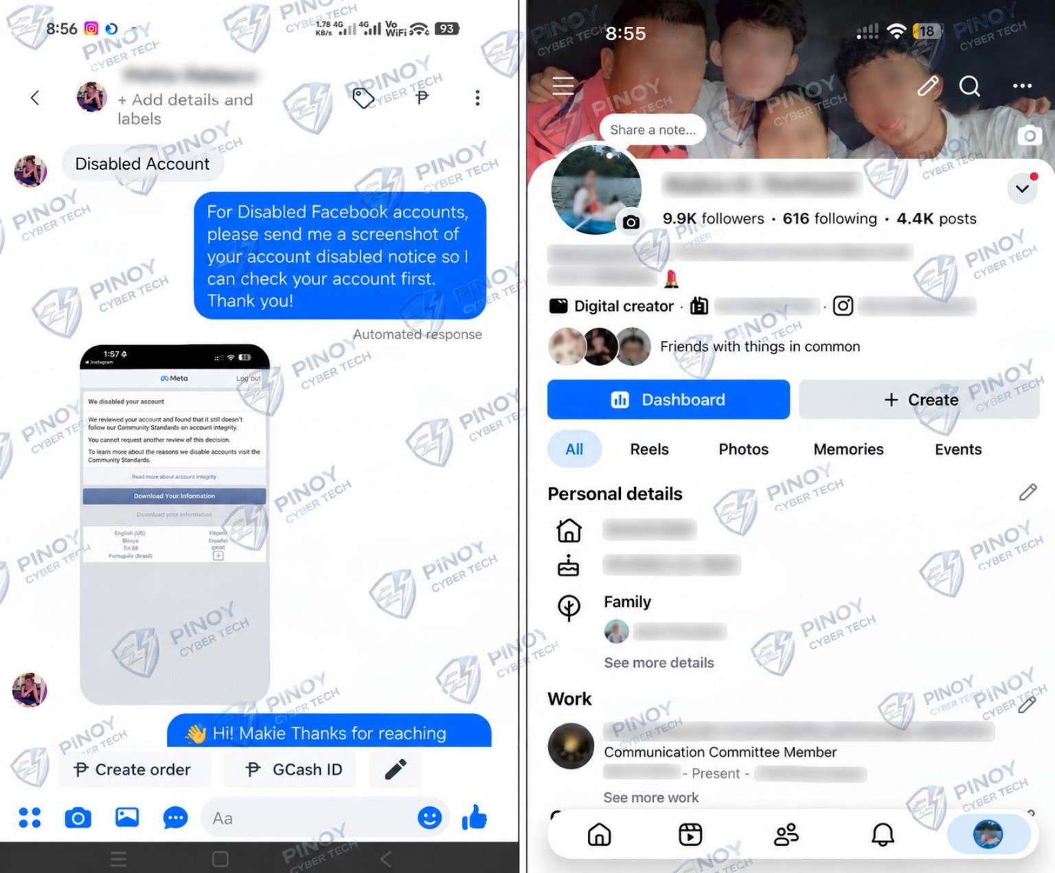 Disabled Facebook account recovery proof