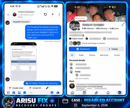 Disabled Facebook account recovery proof